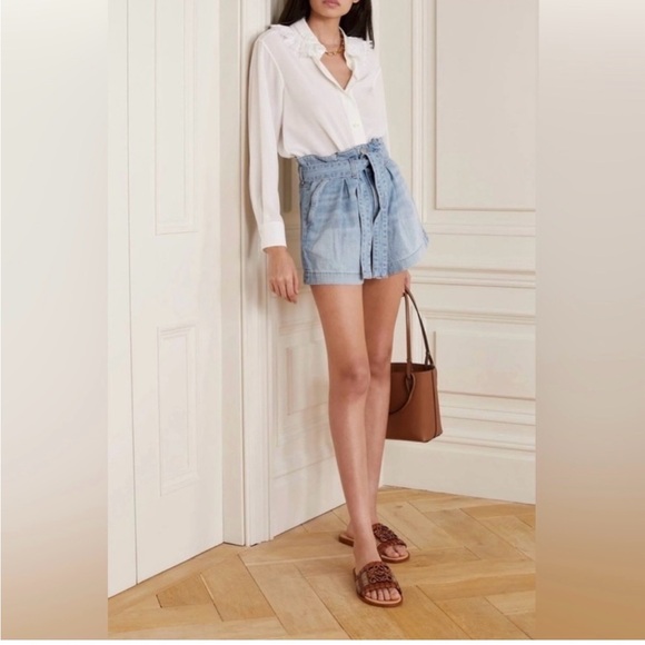 Veronica Beard Nori Paperbag Denim Shorts - Picture 2 of 9